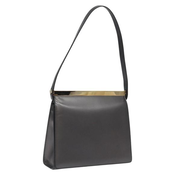 GUCCI Shoulder Bag Leather Gray Gold Auth JB010V - Picture 1 of 16